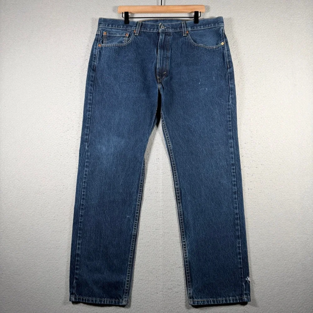 Levis 505 Regular Fit Straight Leg Jeans Mens‎ 40x32 Blue Dark Wash 00505-0216